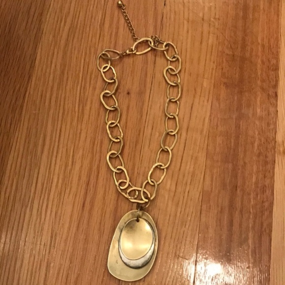 Hammered gold medallion statement coin necklace - Picture 1 of 5
